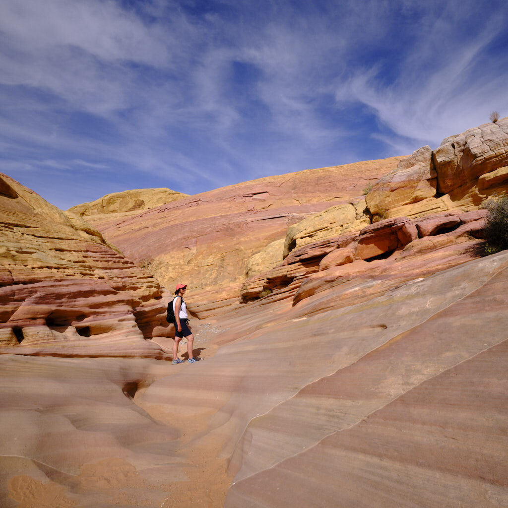 Wanderer im Valley of Fire in Nevada