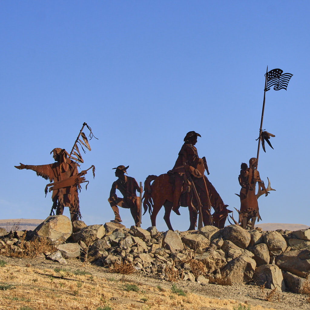 Blechskulptur auf dem Lewis and Clark Trail - des ersten amerikanischen Überlandexpedition der Vereinigten Staaten zur Pazifikküste